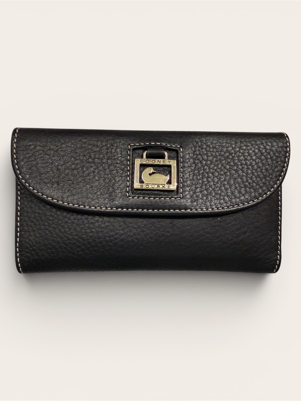 Dooney & Bourke Navy Pebbled Leather Turn-Lock Wallet